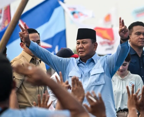 Indonesia's Defence Minister and presidential candidate Prabowo Subianto has told Al Jazeera that he is confident of victory [File: Juni Kriswanto/AFP]