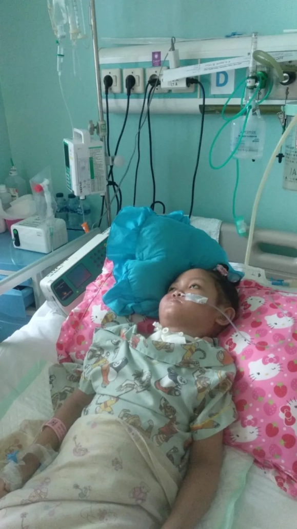 Shena has been fighting for her life in hospital since September [Courtesy of Desi Permata Sari]